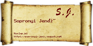 Sopronyi Jenő névjegykártya